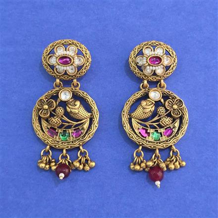 Antique Pearl Earring With Matte Gold Plating