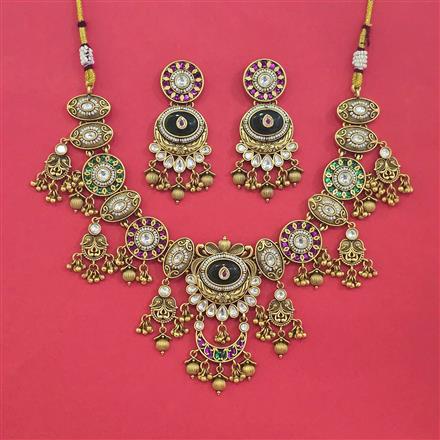 Antique Heritage Necklace Set Set With Matte Gold Plating
