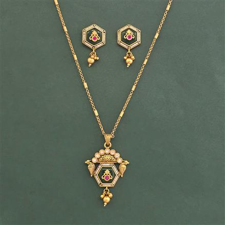 Antique Pearl Pendant Set With Matte Gold Plated