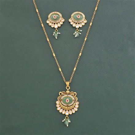 Antique Pearl Pendant Set With Matte Gold Plated