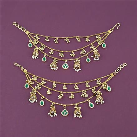 Antique Pearl Ear Chain With Gold Plating