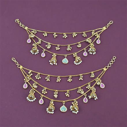 Antique Pearl Ear Chain With Gold Plating