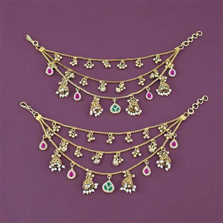 Antique Pearl Ear Chain With Gold Plating