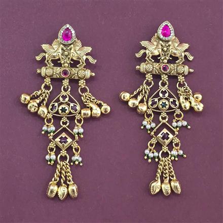 Antique Pearl Earring With Matte Gold Plating