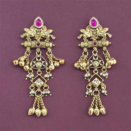 Antique Pearl Earring With Matte Gold Plating