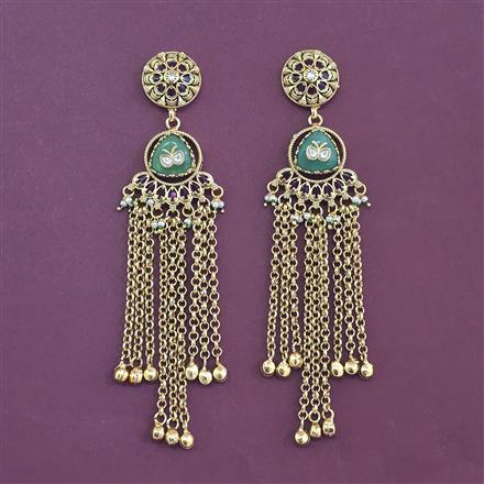 Antique Long Earring With Matte Gold Plating