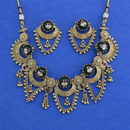 Antique Heritage Necklace Set Set With Matte Gold Plating