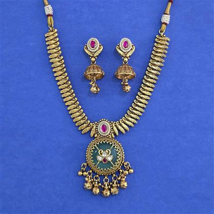 Antique Heritage Necklace Set Set With Matte Gold Plating