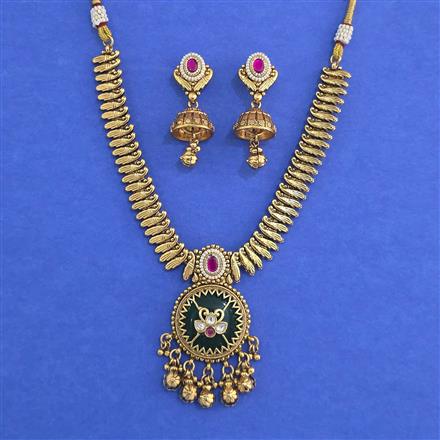 Antique Heritage Necklace Set Set With Matte Gold Plating
