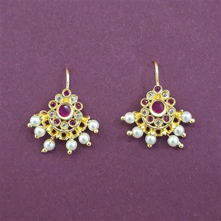 Antique Moti Earring With Matte Gold Plating