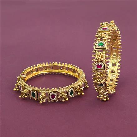 Antique 2 Pc Bangles With Matte Gold Plating