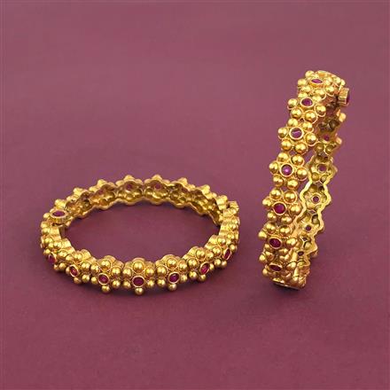 Antique 2 Pc Bangles With Matte Gold Plating