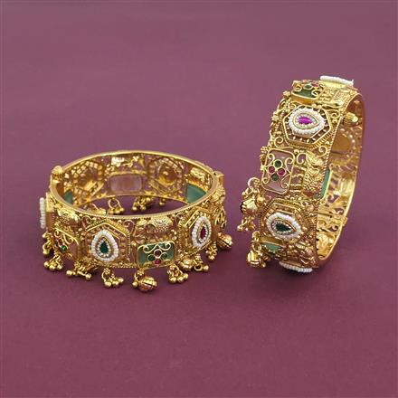 Antique Heritage Bangles With Matte Gold Plating