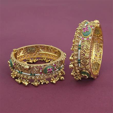 Antique Heritage Bangles With Matte Gold Plating
