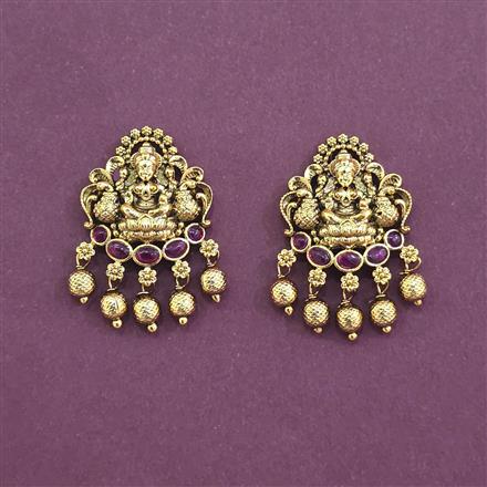 Antique Temple Earring With Matte Gold Plating
