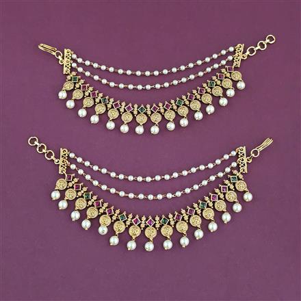 Antique Classic Ear Chain With Matte Gold Plating