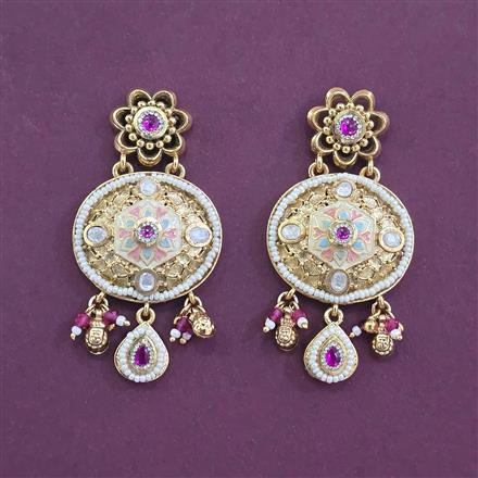 Antique Pearl Earring With Matte Gold Plating