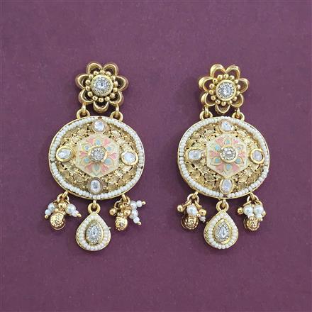 Antique Pearl Earring With Matte Gold Plating