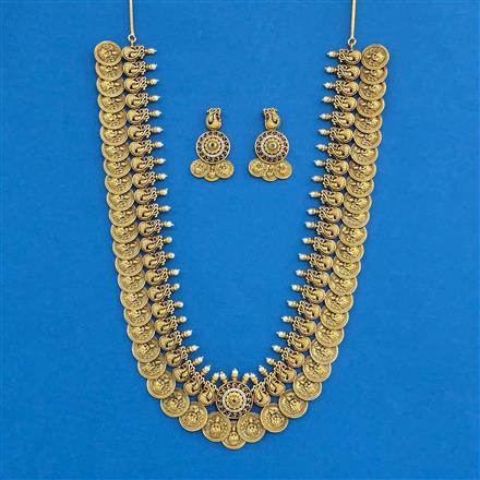 Antique Temple Necklace Set With Matte Gold Plating