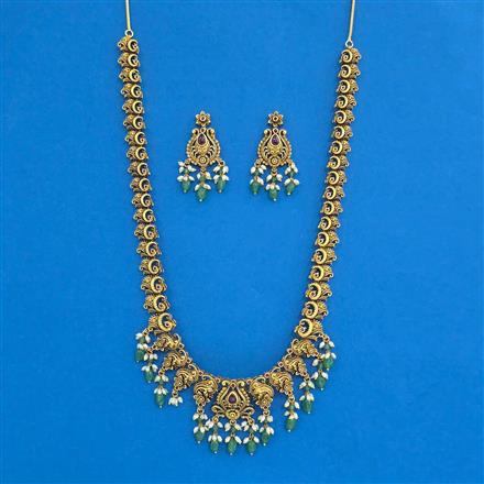Antique South Indian Necklace Set With Matte Gold Plating