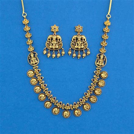 Antique Temple Necklace Set With Matte Gold Plating