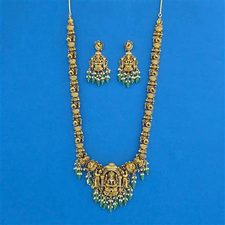 Antique Temple Necklace Set With Matte Gold Plating
