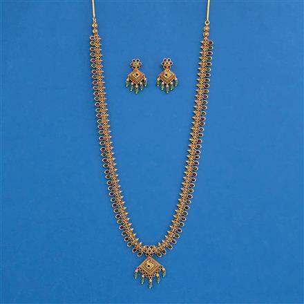 Antique South Indian Necklace Set With Matte Gold Plating
