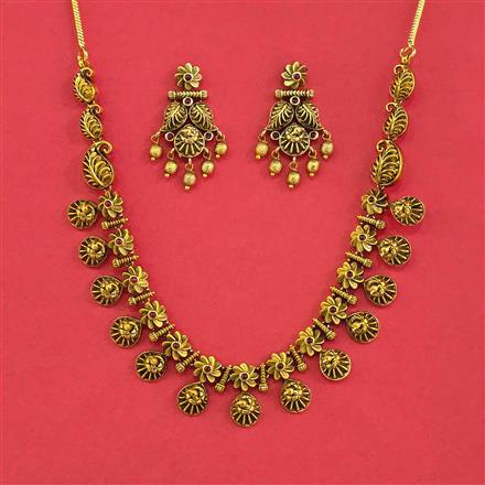 Antique Classic Necklace Set With Matte Gold Plating