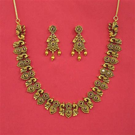Antique Classic Necklace Set With Matte Gold Plating