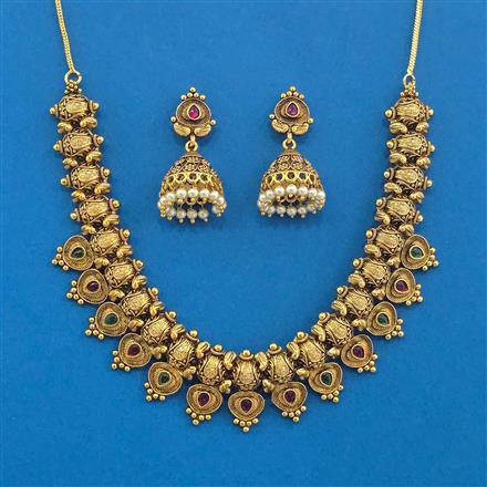 Antique Classic Necklace With Matte Gold Plating