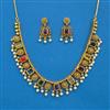 Antique Moti Necklace With Matte Gold Plating