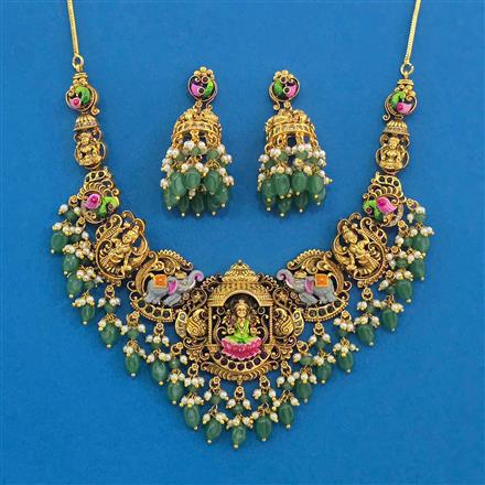 Antique South Indian Necklace With Matte Gold Plating