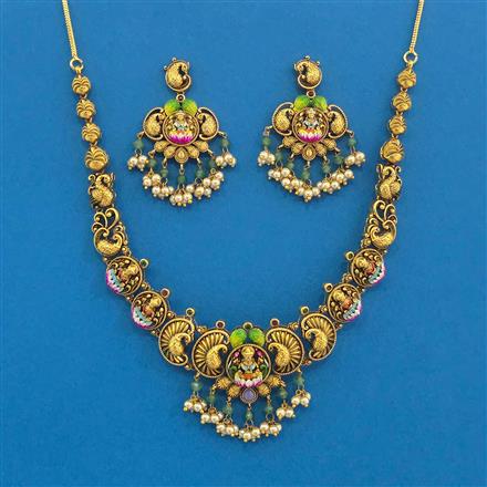 Antique Temple Necklace With Matte Gold Plating