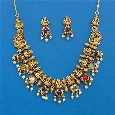Antique Temple Necklace With Matte Gold Plating