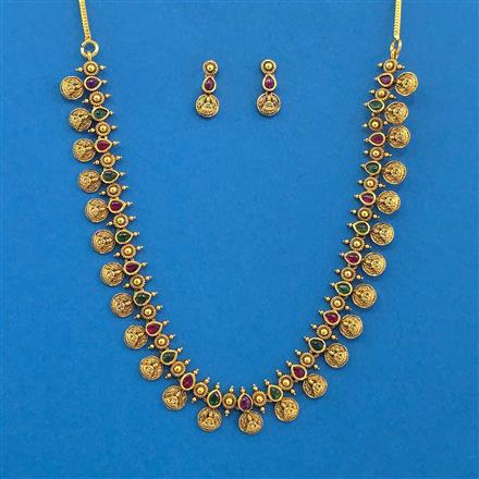 Antique Temple Necklace With Matte Gold Plating