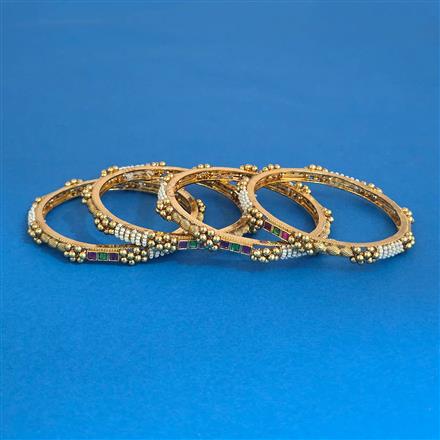 Antique Pearl Bangles With Matte Gold Plating