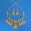 Antique Temple Necklace Set With Matte Gold Plating