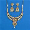Antique Temple Necklace Set With Matte Gold Plating