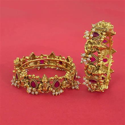 Antique Pearl Bangles With Matte Gold Plating