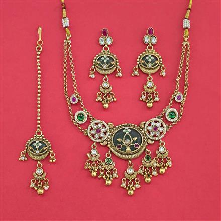 Antique Heritage Necklace Set Set With Matte Gold Plating