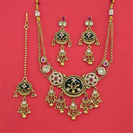 Antique Heritage Necklace Set Set With Matte Gold Plating