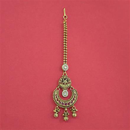 Antique Pearl Tikka With Matte Gold Plating
