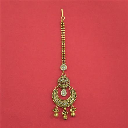 Antique Pearl Tikka With Matte Gold Plating