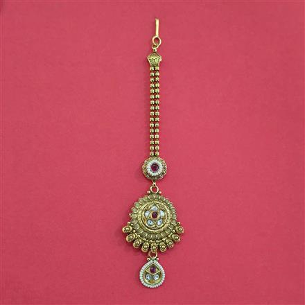 Antique Pearl Tikka With Matte Gold Plating