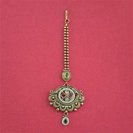 Antique Pearl Tikka With Matte Gold Plating