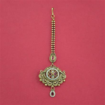 Antique Pearl Tikka With Matte Gold Plating