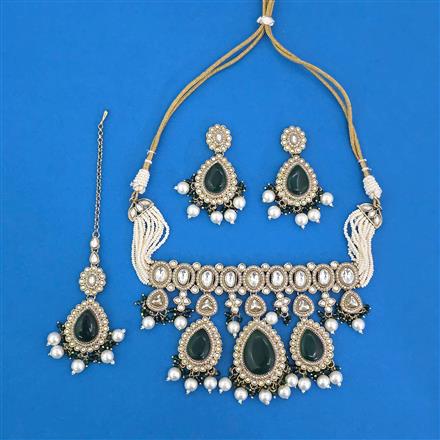 Antique Moti Necklace With Mehndi Plating