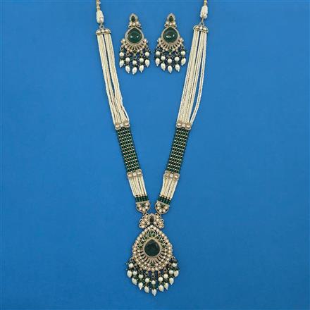 Antique Long Necklace With Mehndi Plating