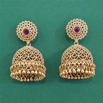 Antique Jhumki With Matte Gold Plating