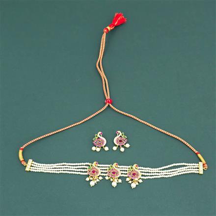 Antique Choker Necklace With Matte Gold Plating